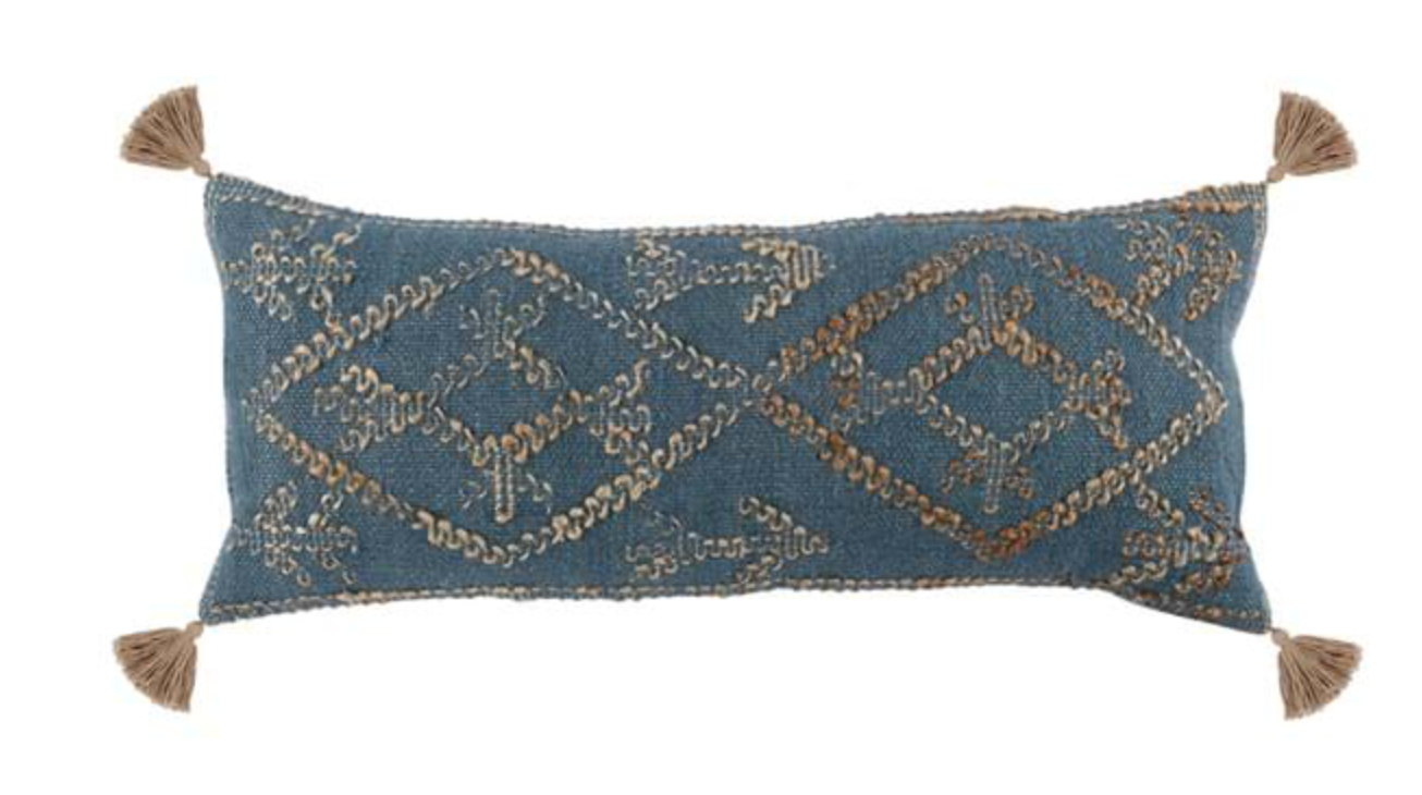 Wool/Jute Lumbar - Blue