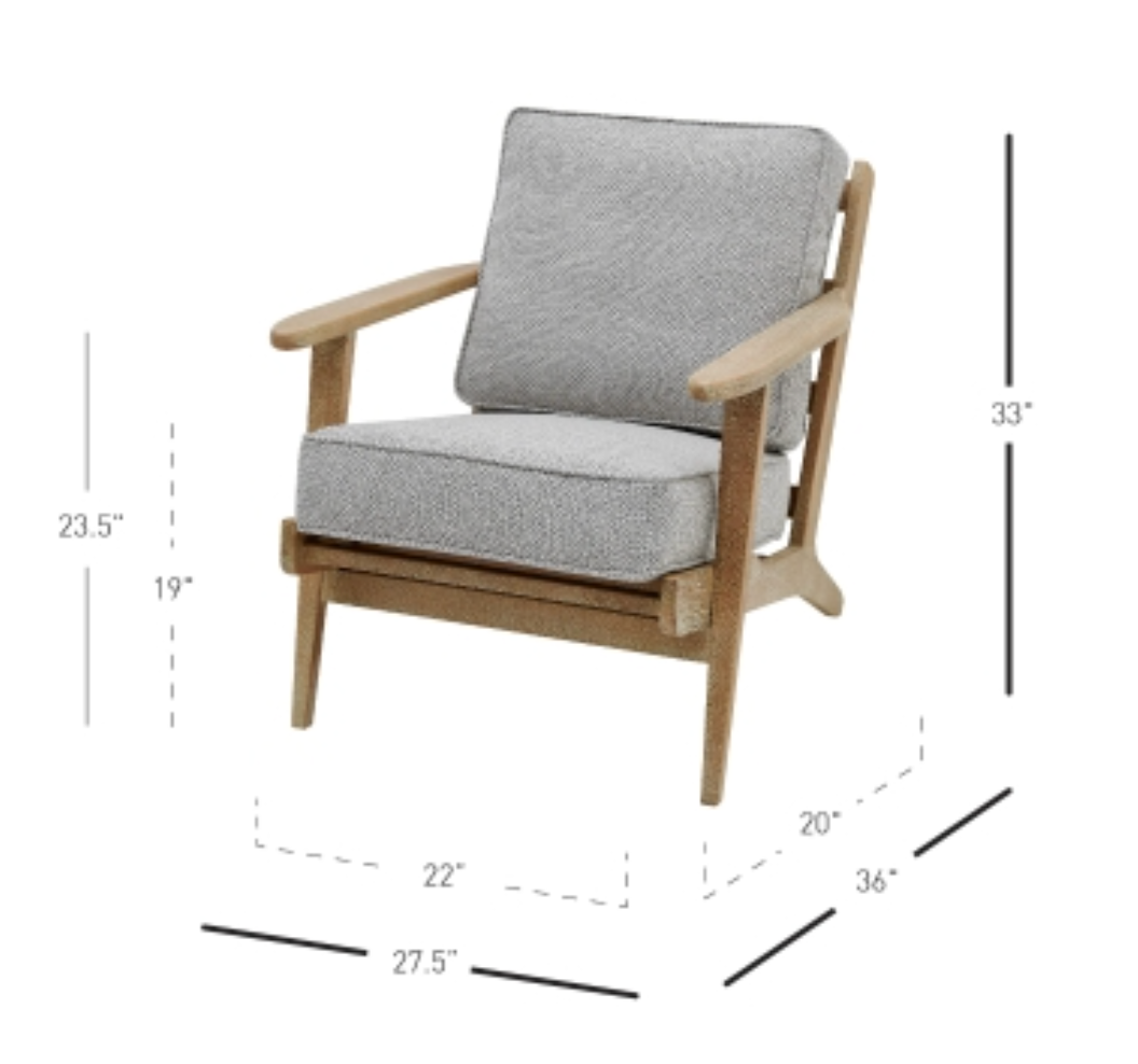 Tyler Fabric Accent Arm Chair Brushed Smoke Frame - Gray