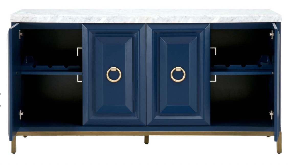 AZURE CARRERA MEDIA SIDEBOARD - NAVY/BRUSHED GOLD