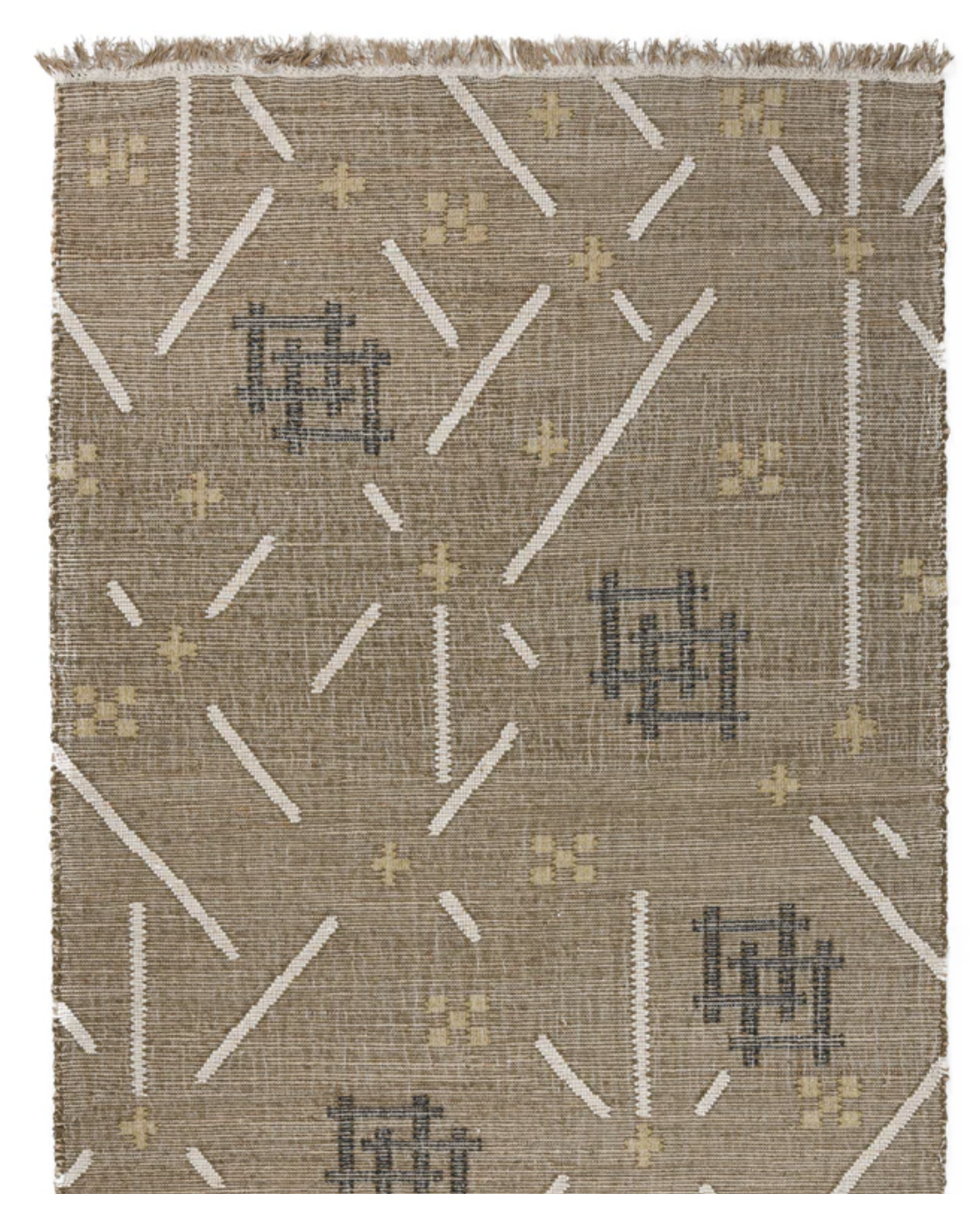 Kiva Boho Wool Jute Blend Area Rug - Khaki