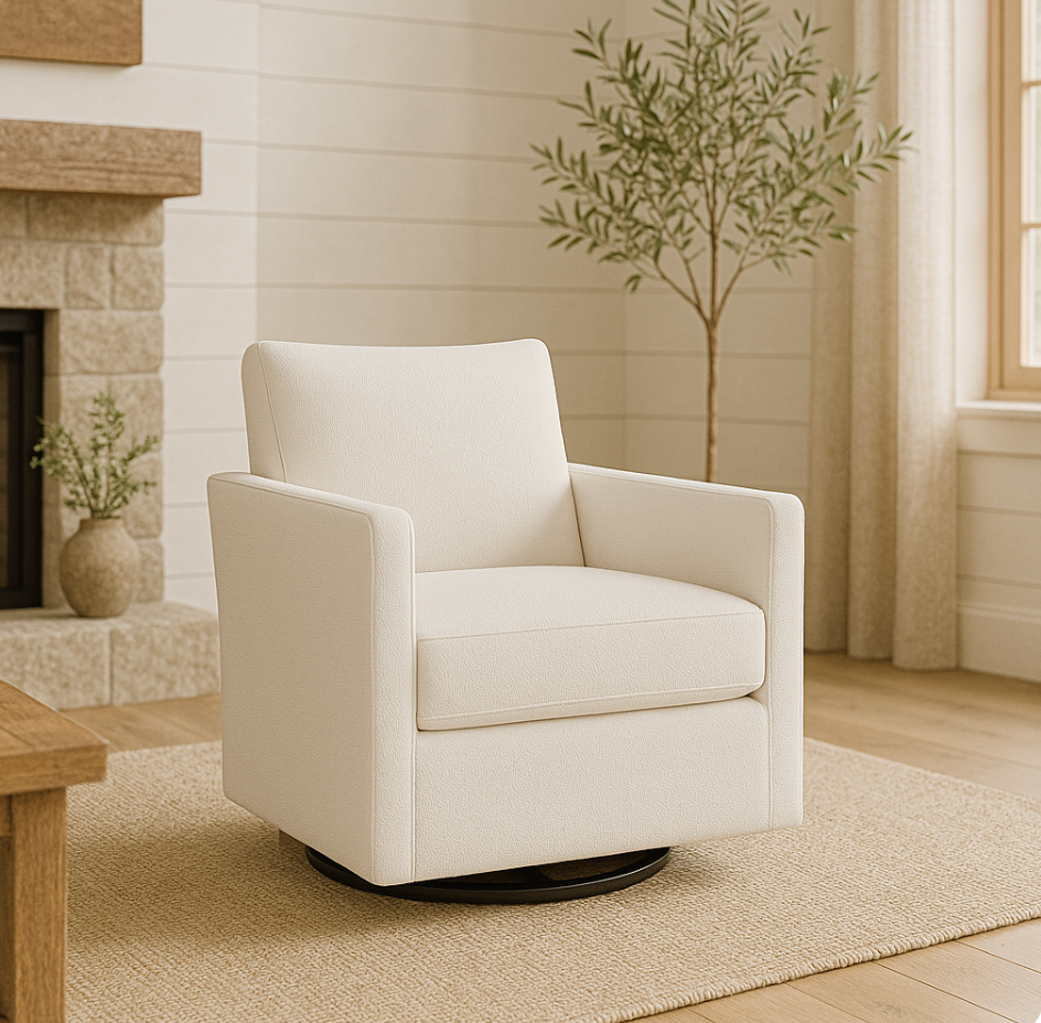 Amber Custom Upholstered Swivel Chair