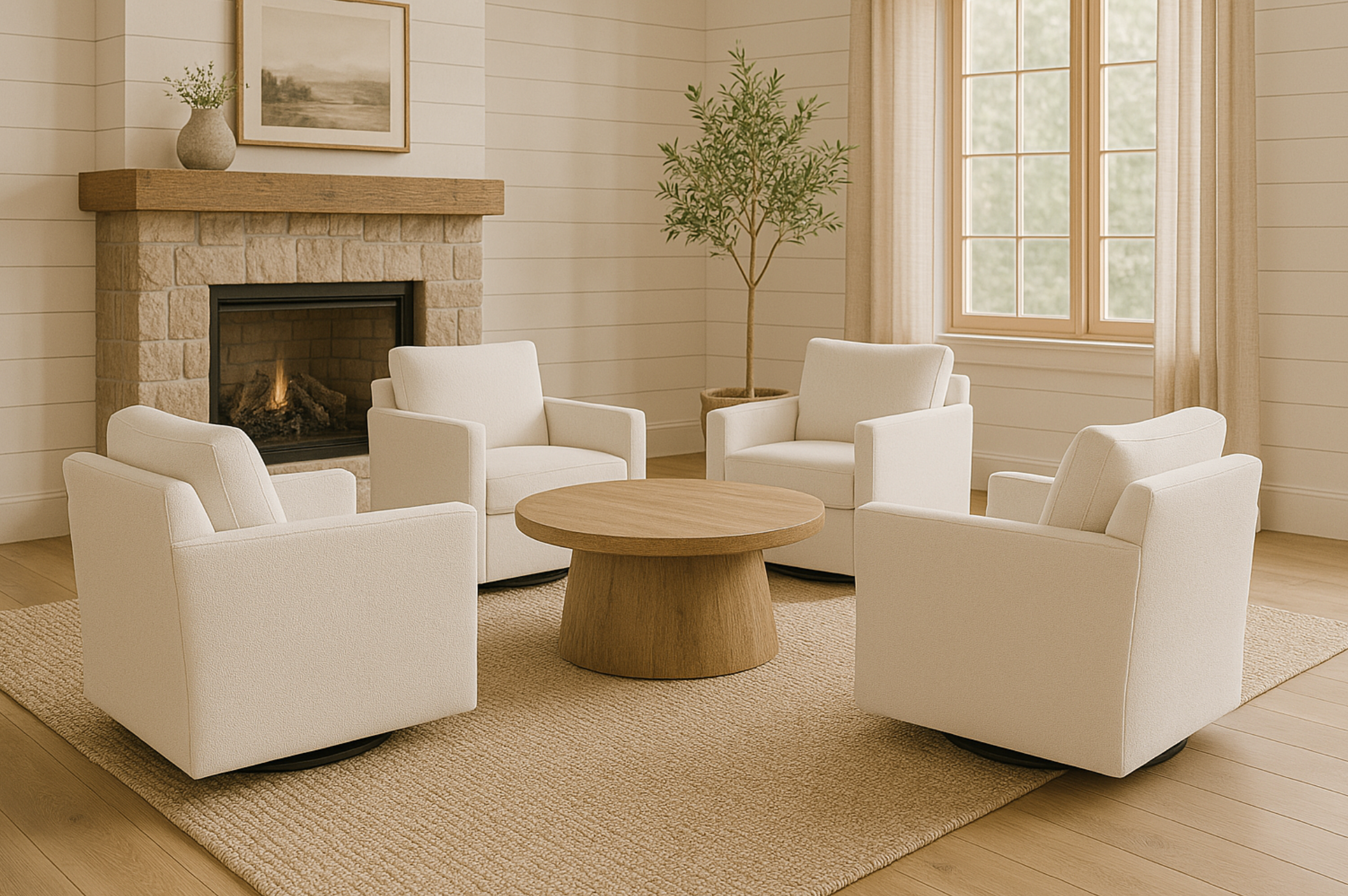 Amber Custom Upholstered Swivel Chair