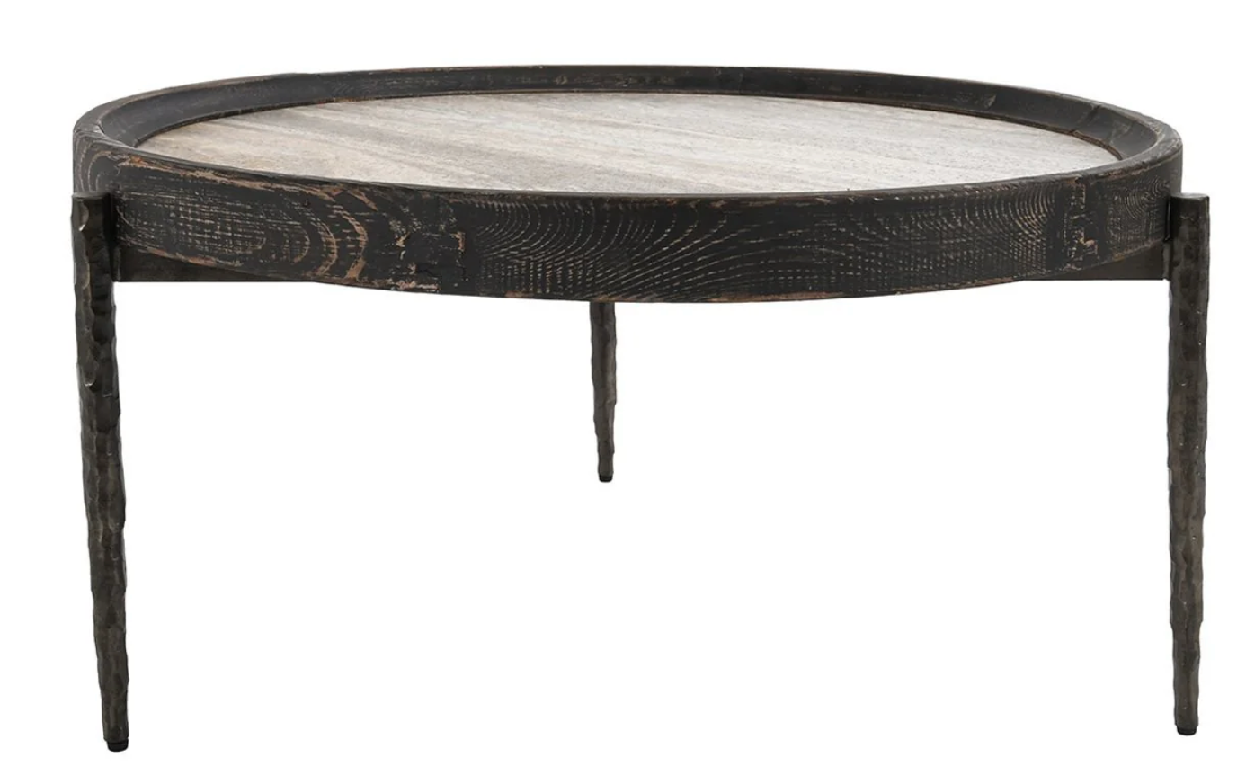 Tivoli Iron and Travertine Coffee Table