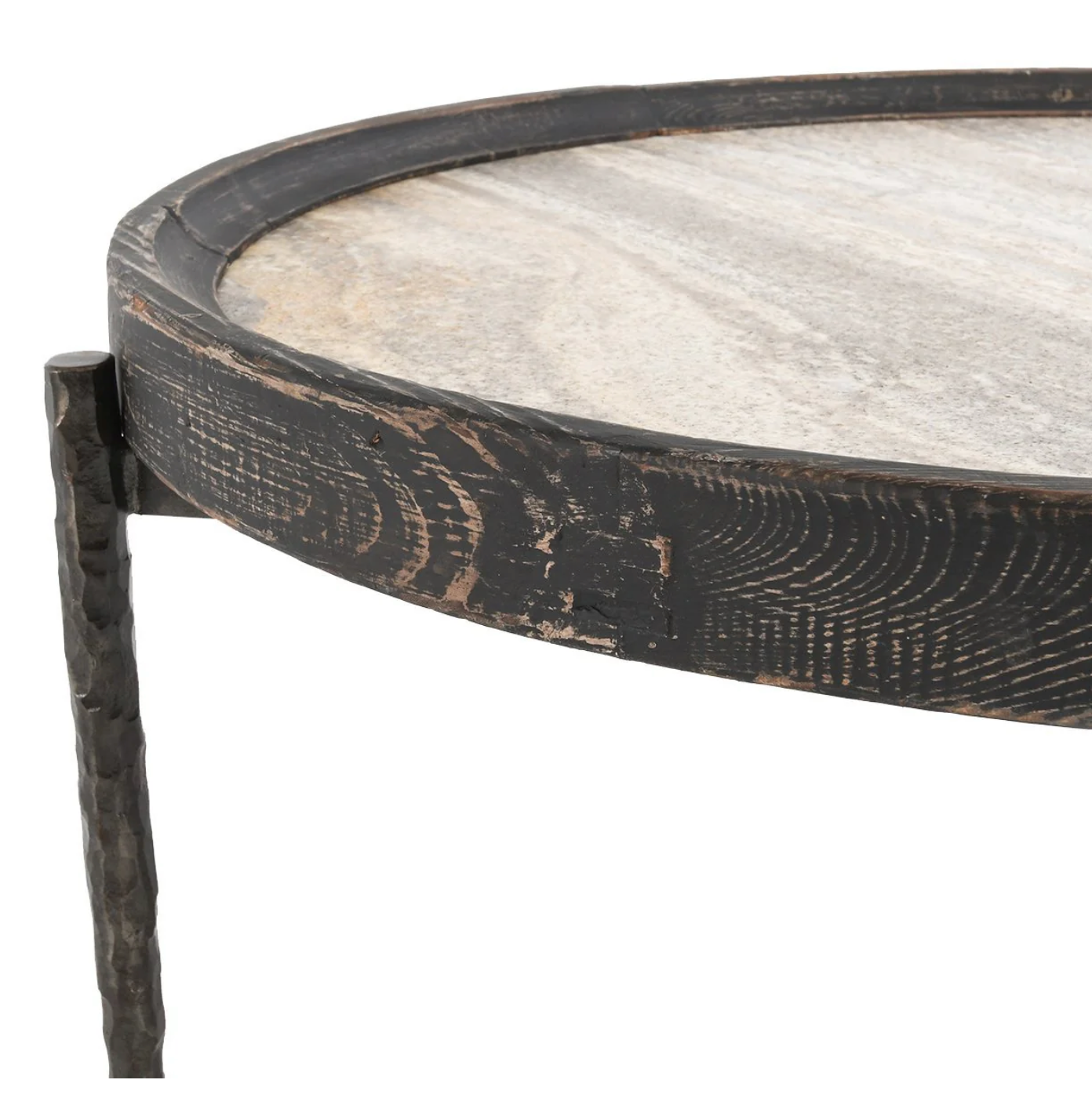 Tivoli Iron and Travertine Coffee Table