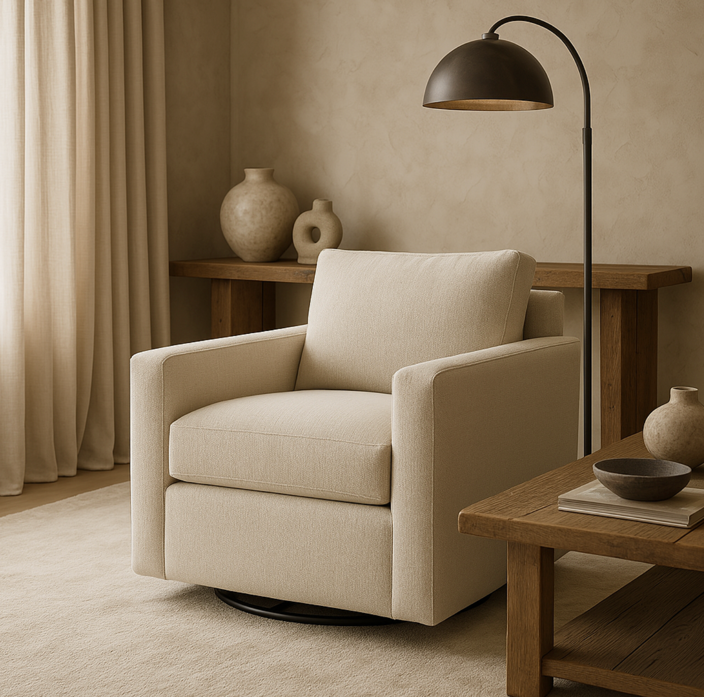 Amelia Custom Upholstered Swivel Chair