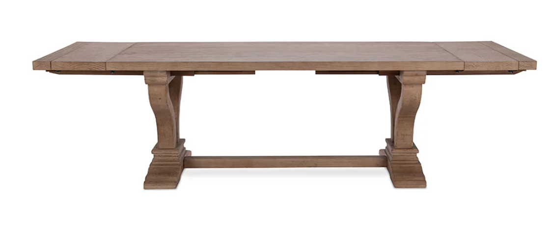 Farmhouse Solid Wood Extension Dining Table - Distressed Brown