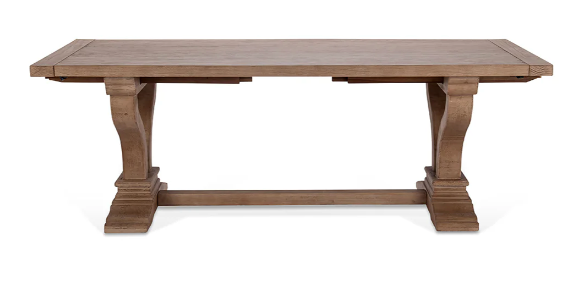 Farmhouse Solid Wood Extension Dining Table - Distressed Brown