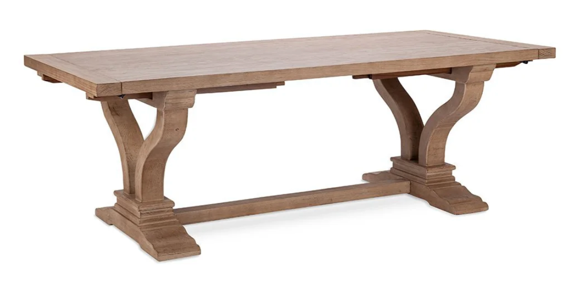 Farmhouse Solid Wood Extension Dining Table - Distressed Brown