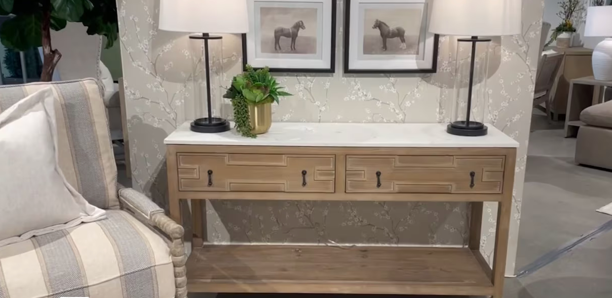 EMERIE ENTRY CABINET - Smoke Gray Pine, White Quartz