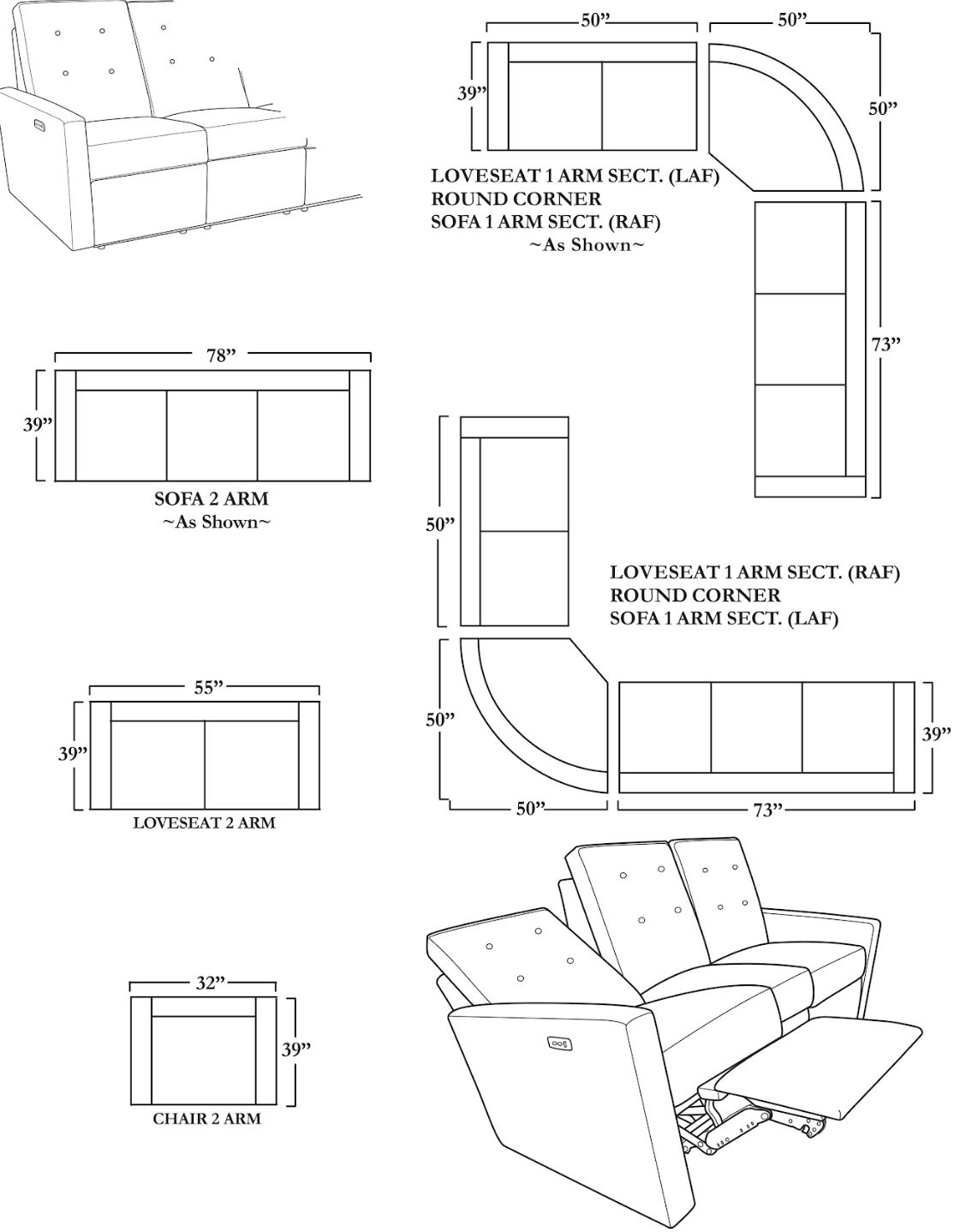 Allegro Recliner Sofa - Custom