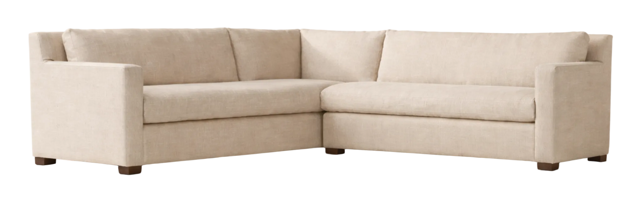 Beige sectional sofa on a white background