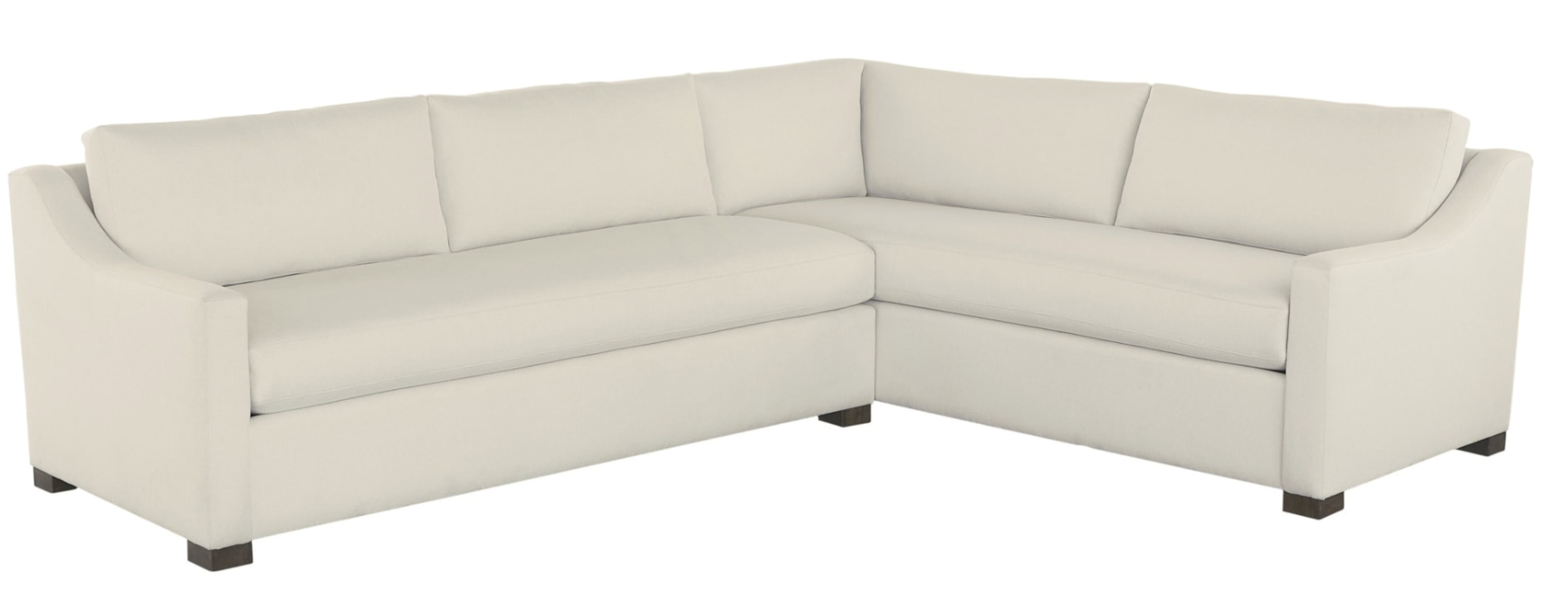 A beige Morgan Slope Arm Sectional Sofa with a modern design and cushioned armrests.
