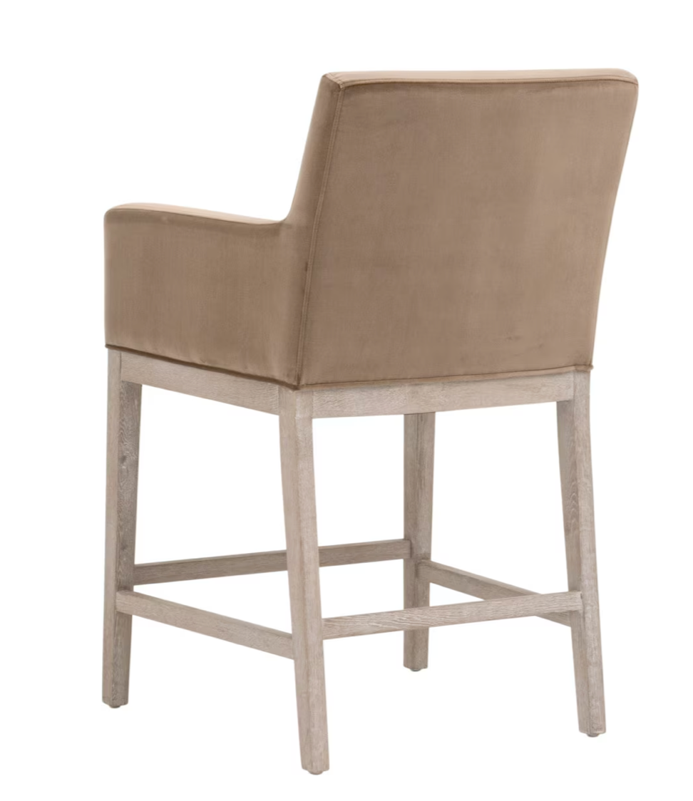 DRAKE COUNTER STOOL - Caramel Velvet, Natural Gray Oak